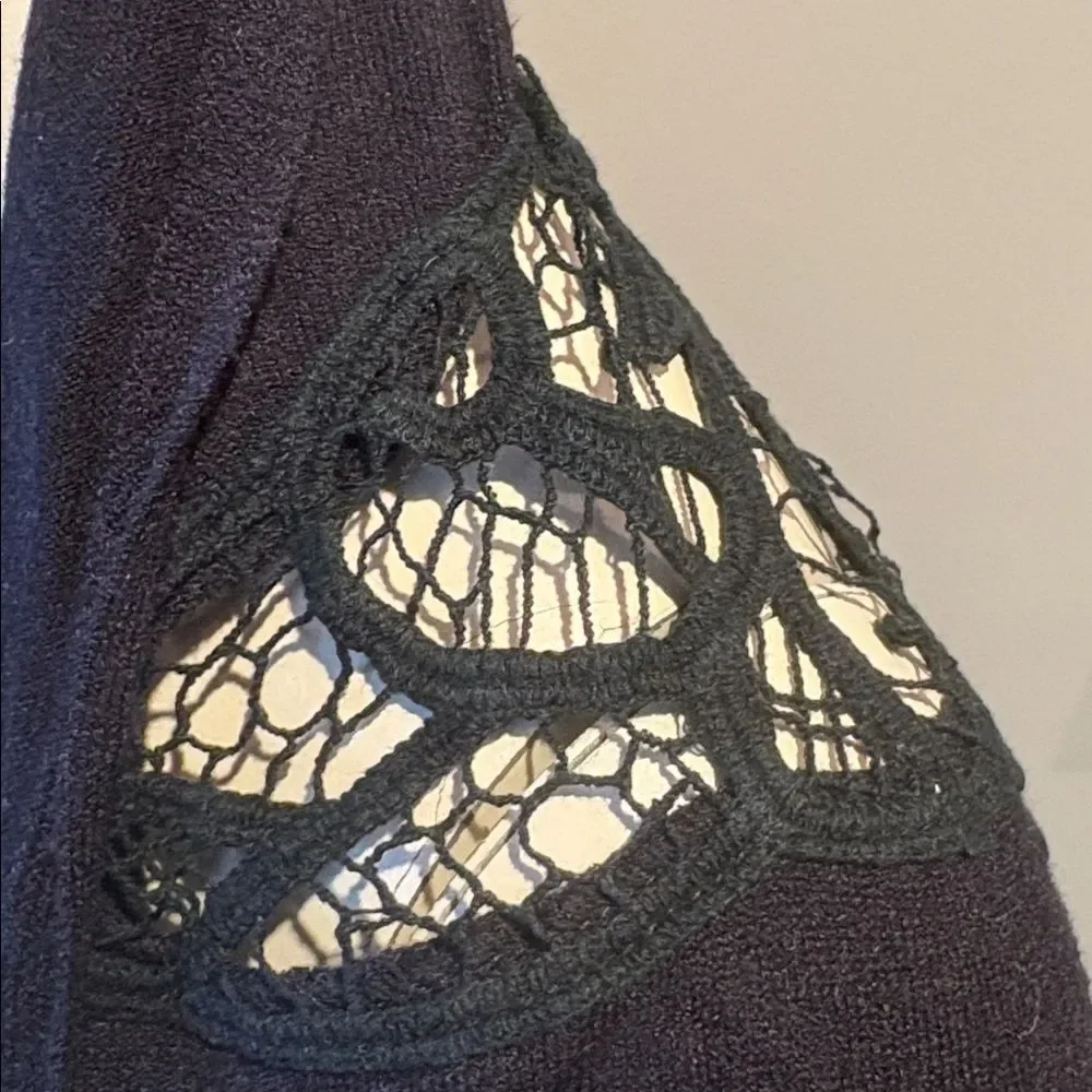 BCBG MaxAZIRA ultra soft shrug lace back detail lightweight black small medium